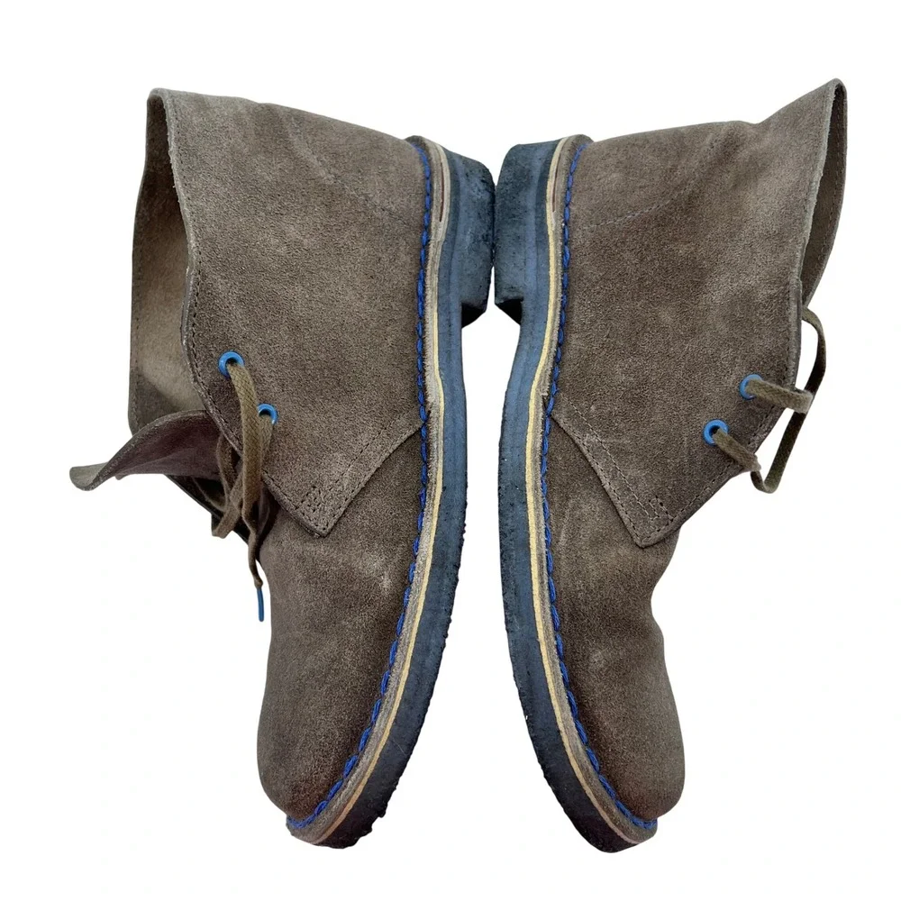Clarks Originals Desert Boot Brown Suede Blue Stitching Mens 8